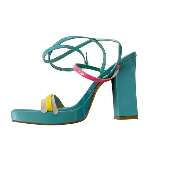 Marc Fisher Acres Heeled Platform Retro Ankle Wrap Tie Sandal Size 9.5 NWT - Picture 6 of 15